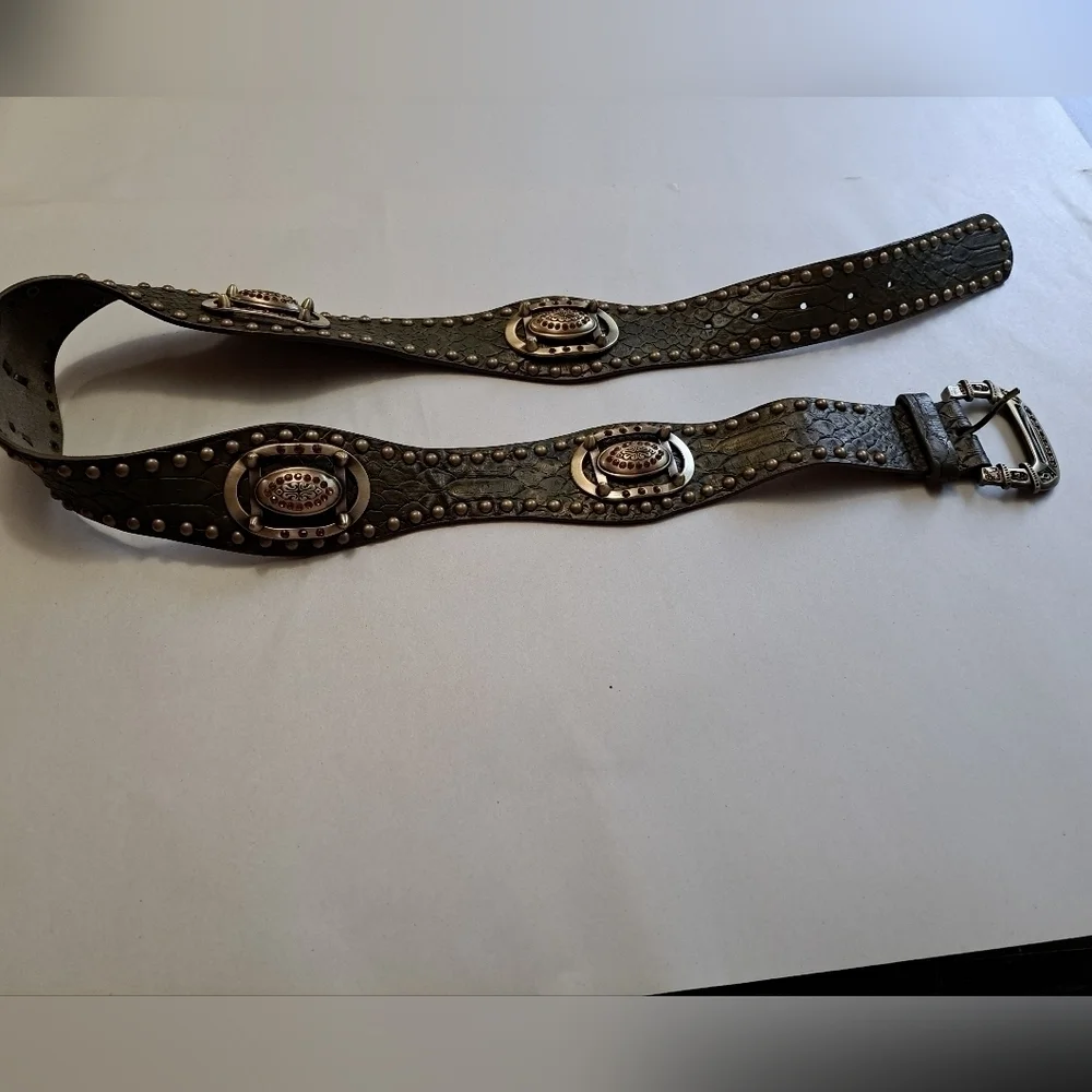 Handmade Leather & Brass Belt With Embellishments